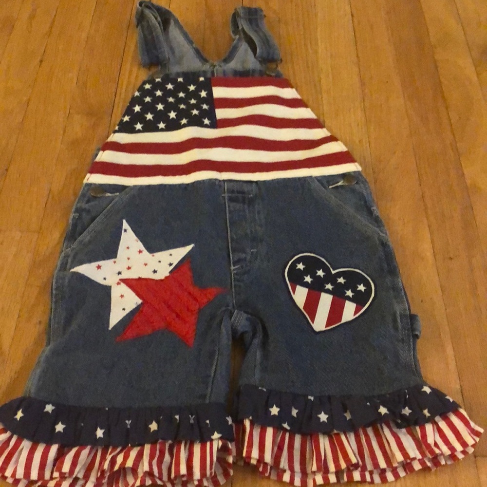 Oshkosh Boutique custom made July 4th overalls